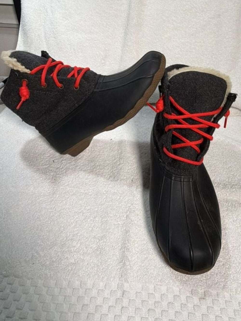 Sperry for J.Crew Shearwater Flannel Duck Boots Women's Size 9M